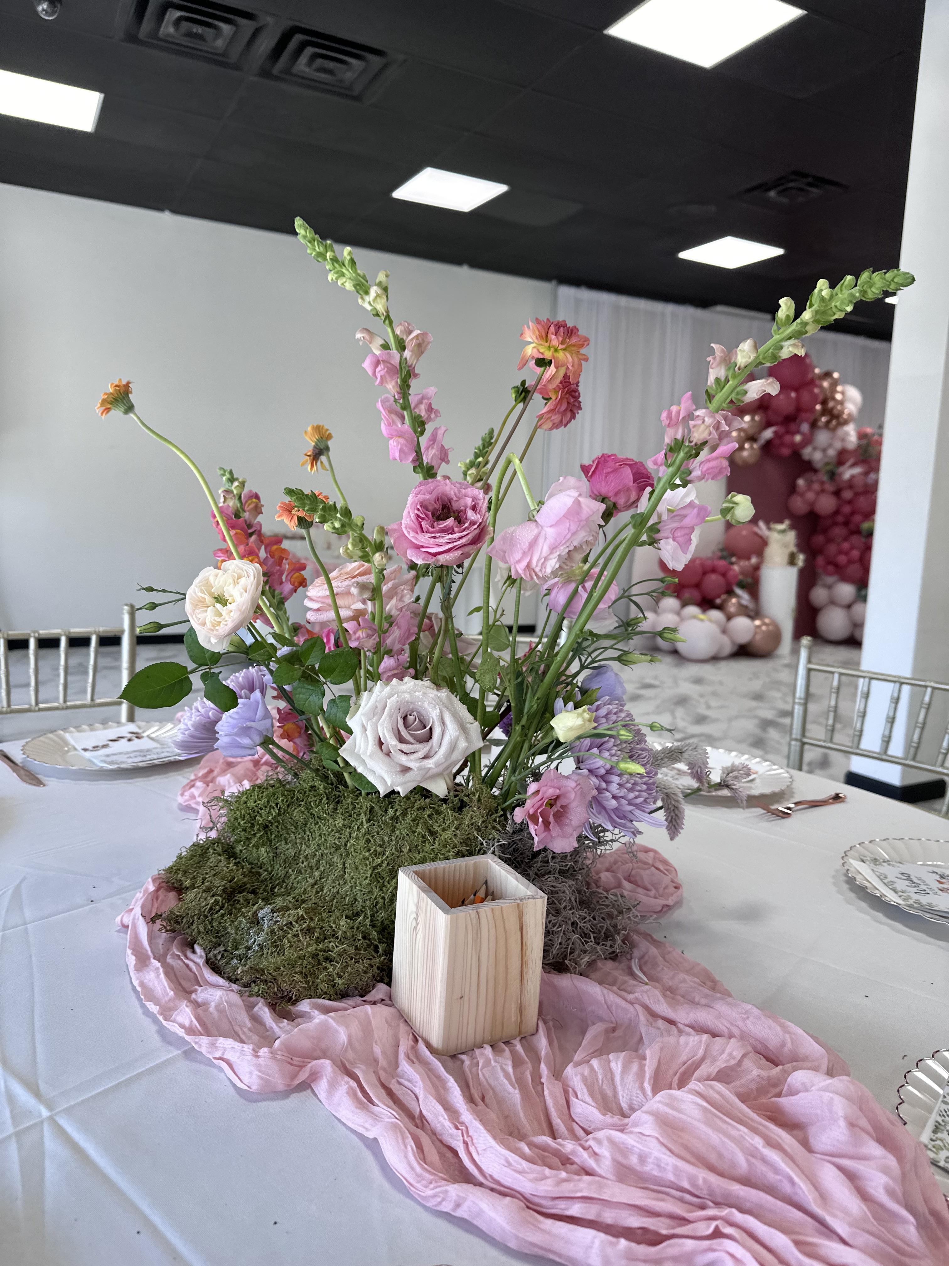 Booze and Blooms workshop setup